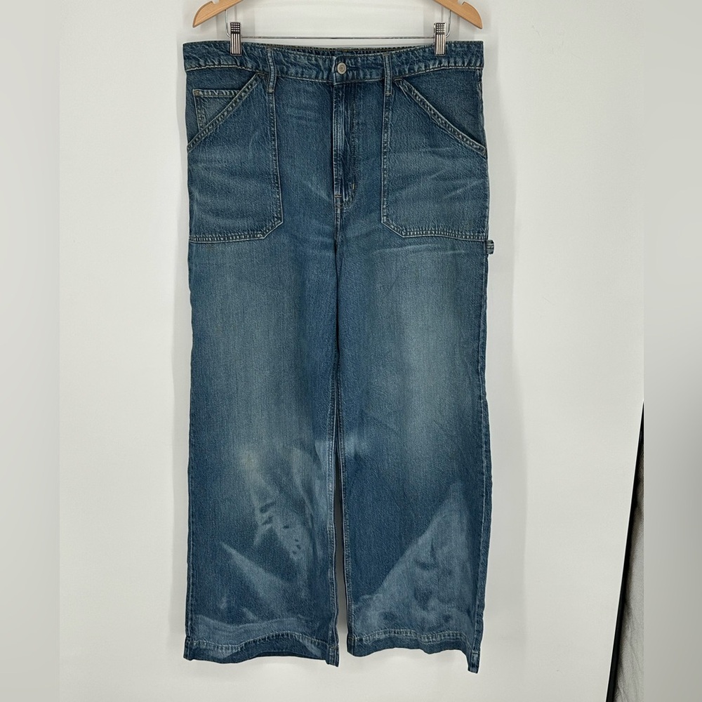 Lauren Ralph Lauren Black Label Wide Leg Denim Blue Jeans High Rise Women Sz 12